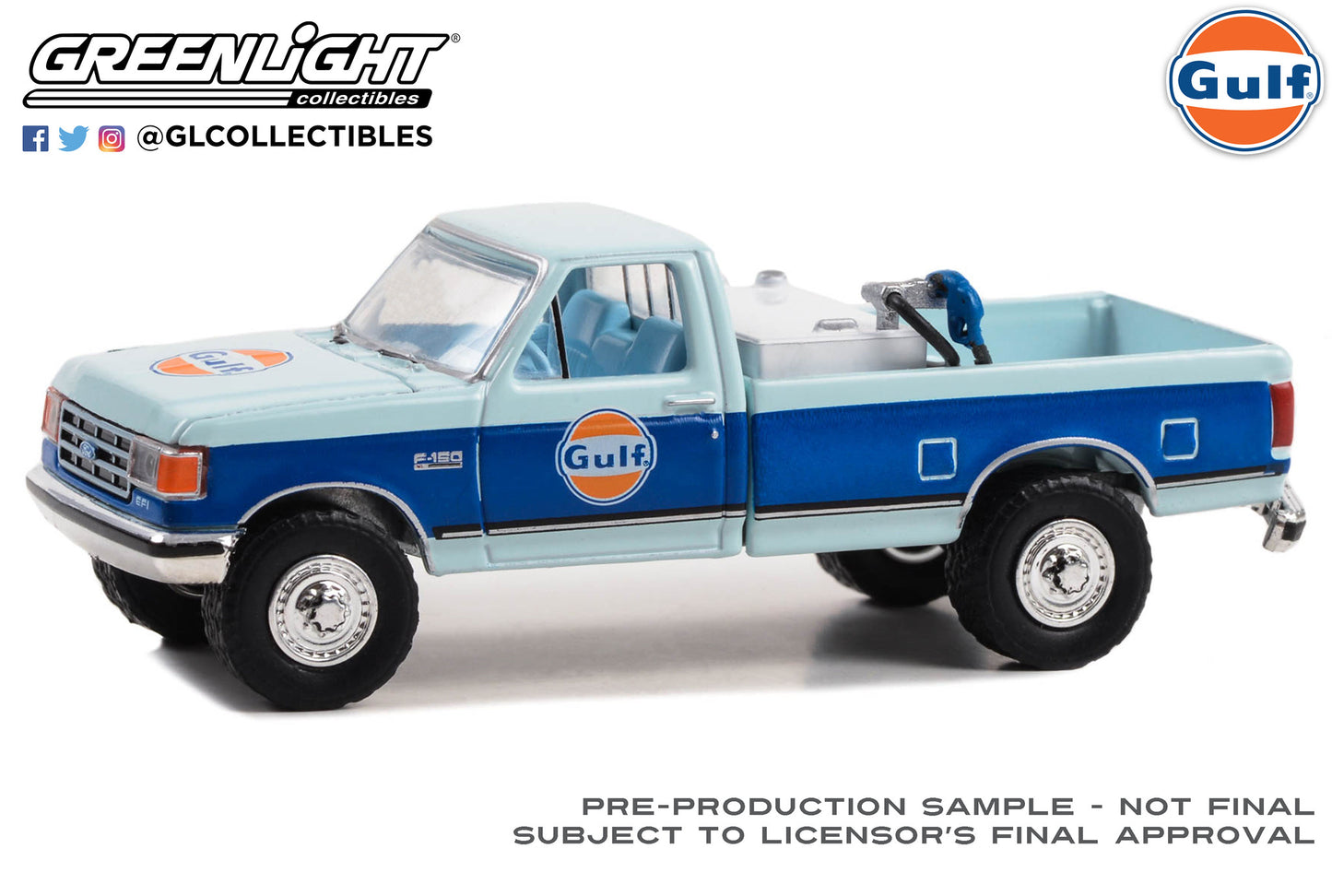 GreenLight 1:64 Gulf Oil Special Edition Series 2 - 1990 Ford F-150 with Fuel Transfer Tank 41145-E