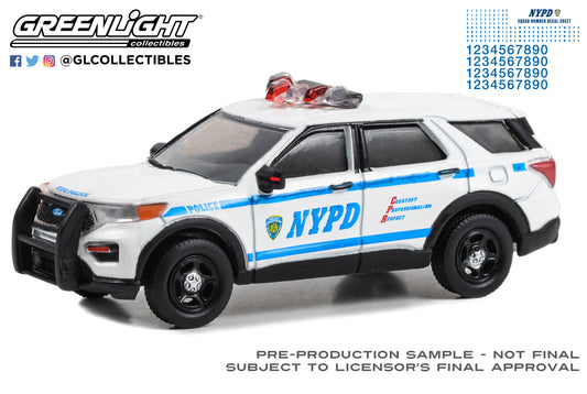 GreenLight 1:64 Hot Pursuit - 2020 Ford Police Interceptor Utility - New York City Police Dept (NYPD) with NYPD Squad Number Decal Sheet 42776