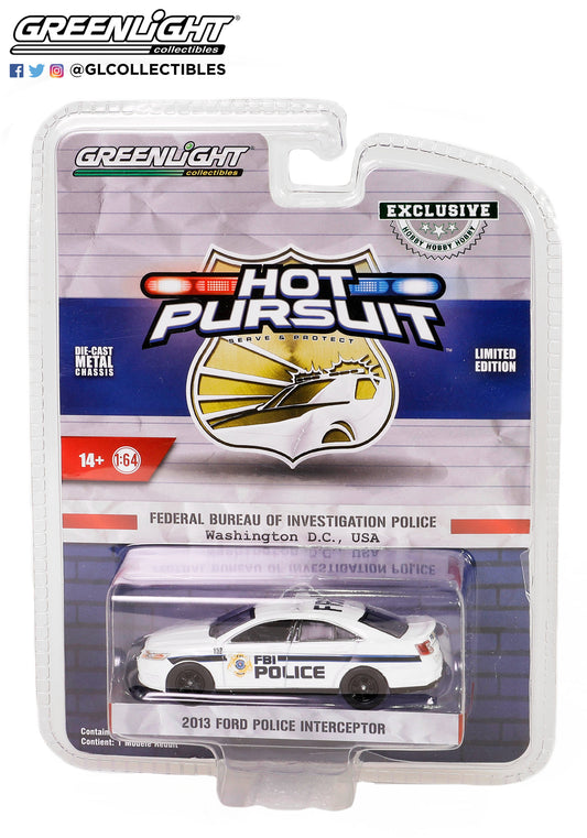 GreenLight 1:64 Hot Pursuit Special Edition - FBI Police (Federal Bureau of Investigation Police) - 2013 Ford Police Interceptor 43025-C