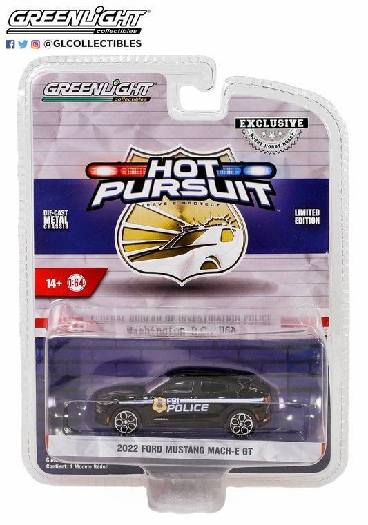 GreenLight 1:64 Hot Pursuit Special Edition - FBI Police (Federal Bureau of Investigation Police) - 2022 Ford Mustang Mach-E GT 43025-F