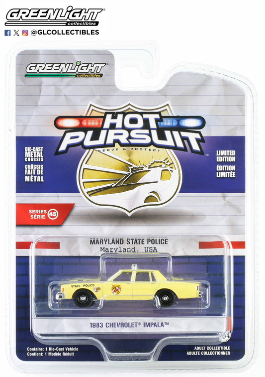GreenLight 1:64 Hot Pursuit Series 45 - 1983 Chevrolet Impala - Maryland State 43030-A