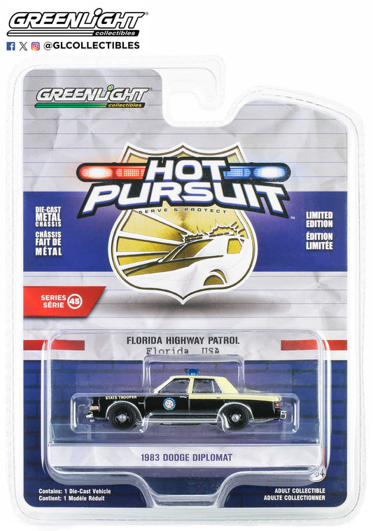 GreenLight 1:64 Hot Pursuit Series 45 - 1983 Dodge Diplomat - Florida Highway Patrol State Trooper 43030-B
