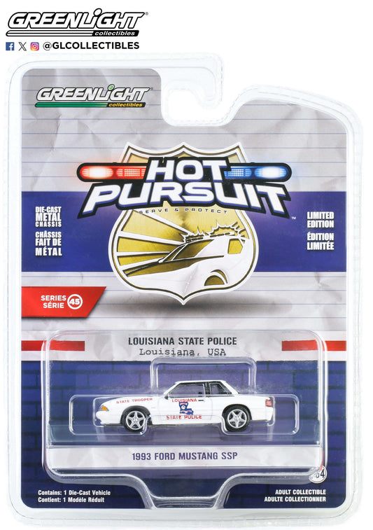 GreenLight 1:64 Hot Pursuit Series 45 - 1993 Ford Mustang SSP - Louisiana State Police State Trooper 43030-C