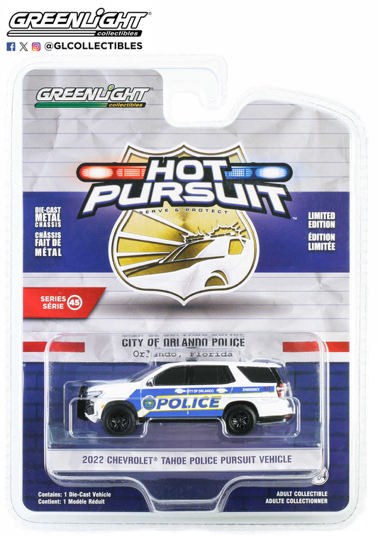 GreenLight 1:64 Hot Pursuit Series 45 - 2022 Chevrolet Tahoe Police Pursuit Vehicle (PPV) - City of Orlando Police, Orlando, Florida 43030-E