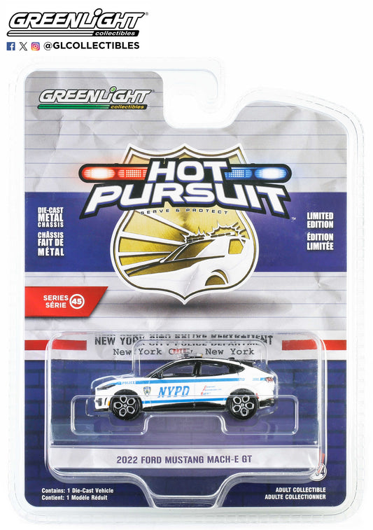 GreenLight 1:64 Hot Pursuit Series 45 - 2022 Ford Mustang Mach-E GT - New York City Police Dept (NYPD) 43030-F