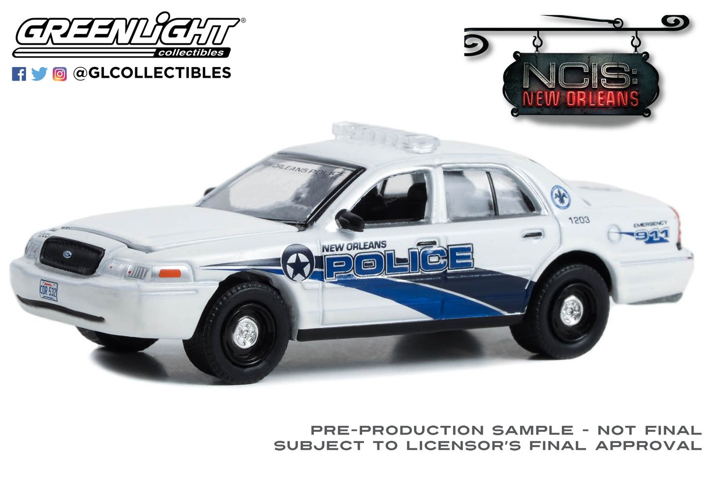 GreenLight 1:64 Hollywood Series 39 - NCIS: New Orleans (2014-21 TV Series) - 2006 Ford Crown Victoria Police Interceptor - New Orleans Police 44990-E