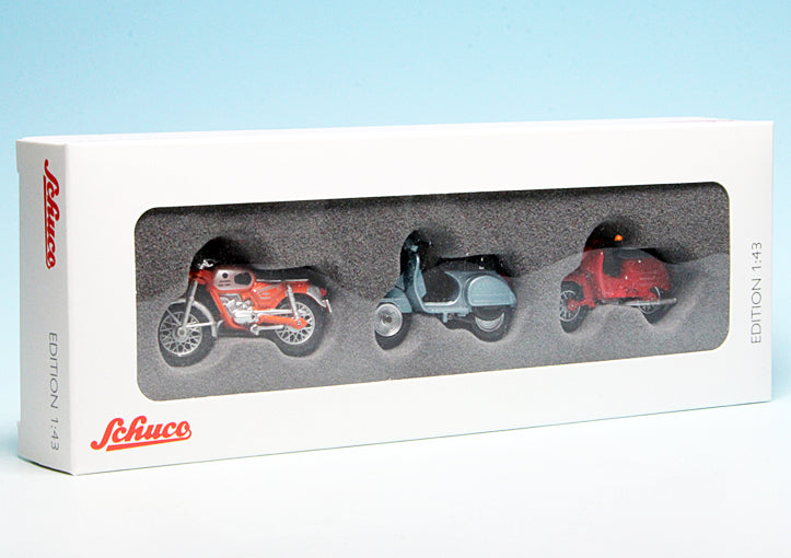 Schuco 1:43 Vespa PX - Schwalbe KR51 - KS50 Super Sport 3 motorcycles set 450380300