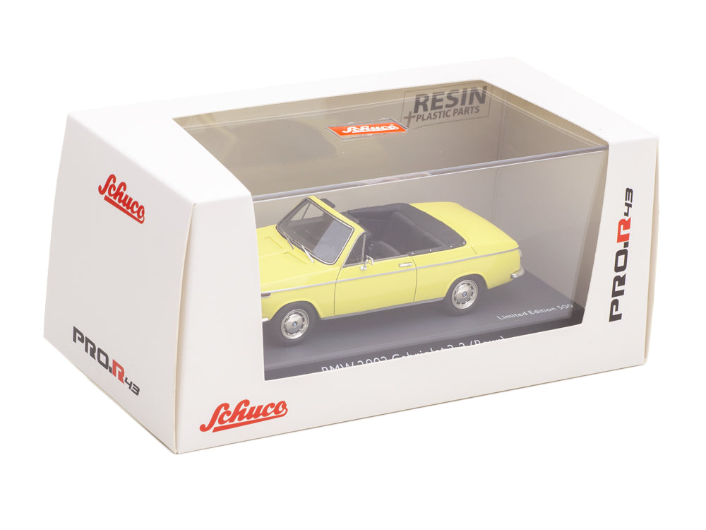 Schuco 1:43 BMW 2002 Cabrio 2/2 Baur yellow 450908500