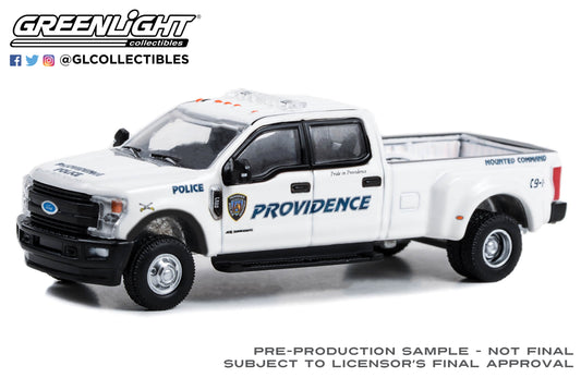 GreenLight 1:64 Dually Drivers Series 12 - 2018 Ford F-350 Dually - Providence Police Department Mounted Unit, Mounted Command - Providence, Rhode Island 46120-E