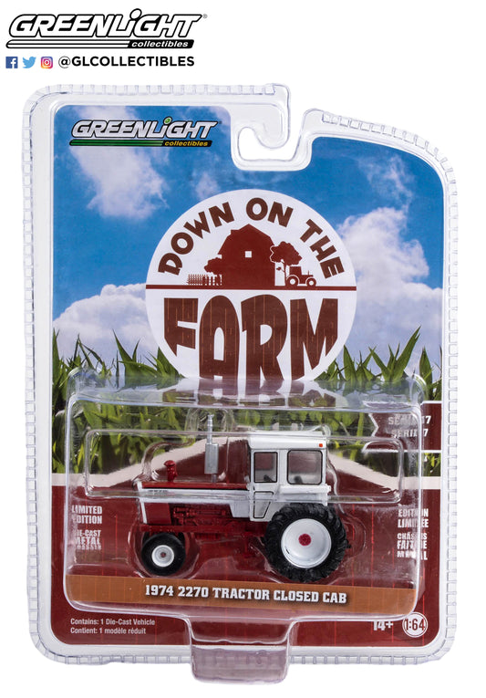 GreenLight 1:64 Down on the Farm Series 7 - 1974 2270 Tractor Closed Cab - Red and White 48070-C