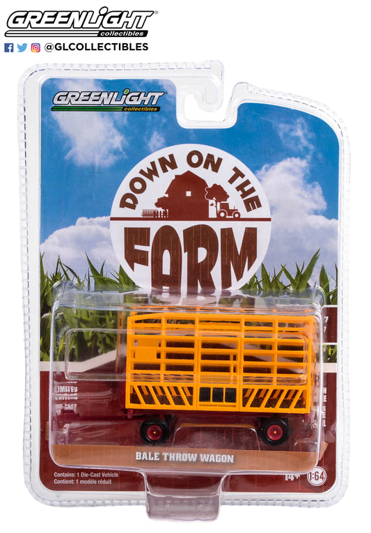 GreenLight 1:64 Down on the Farm Series 7 - Bale Throw Wagon - Yellow and Red 48070-F