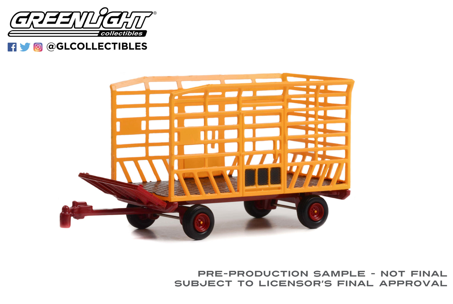 GreenLight 1:64 Down on the Farm Series 7 - Bale Throw Wagon - Yellow and Red 48070-F