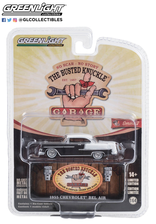 GreenLight 1:64 Busted Knuckle Garage Series 2 - 1955 Chevrolet Bel Air Lowrider “Miracle Used Cars” 39120-C