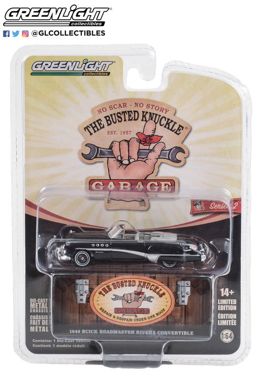 GreenLight 1:64 Busted Knuckle Garage Series 2 - 1949 Buick Roadmaster Rivera Convertible “Busted Knuckle Garage Car Detailing” 39120-A