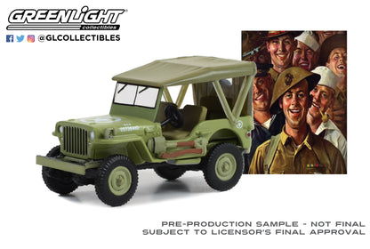 GreenLight 1:64 Norman Rockwell Series 5 - 1945 Willys MB Jeep - U.S. Army 54080-B