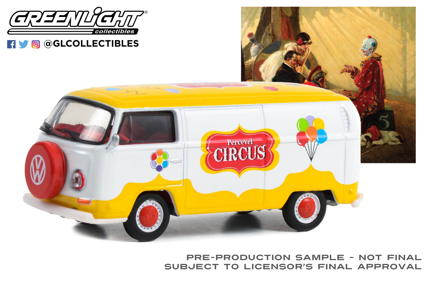GreenLight 1:64 Norman Rockwell Series 5 - 1971 Volkswagen Type 2 Panel Van - The Circus 54080-F
