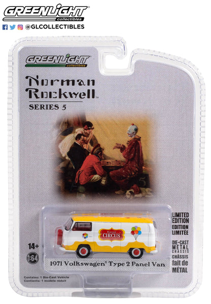 GreenLight 1:64 Norman Rockwell Series 5 - 1971 Volkswagen Type 2 Panel Van - The Circus 54080-F