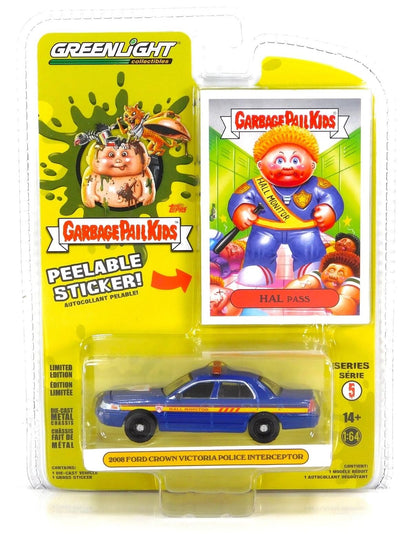 GreenLight 1:64 Garbage Pail Kids Series 5 - Hal Pass - 2008 Ford Crown Victoria Police Interceptor - Junior High Security Guard 54090-C