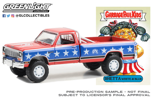 GreenLight 1:64 Garbage Pail Kids Series 5 - Rhetta White & Blue - 1985 Dodge Ram D-250 54090-E