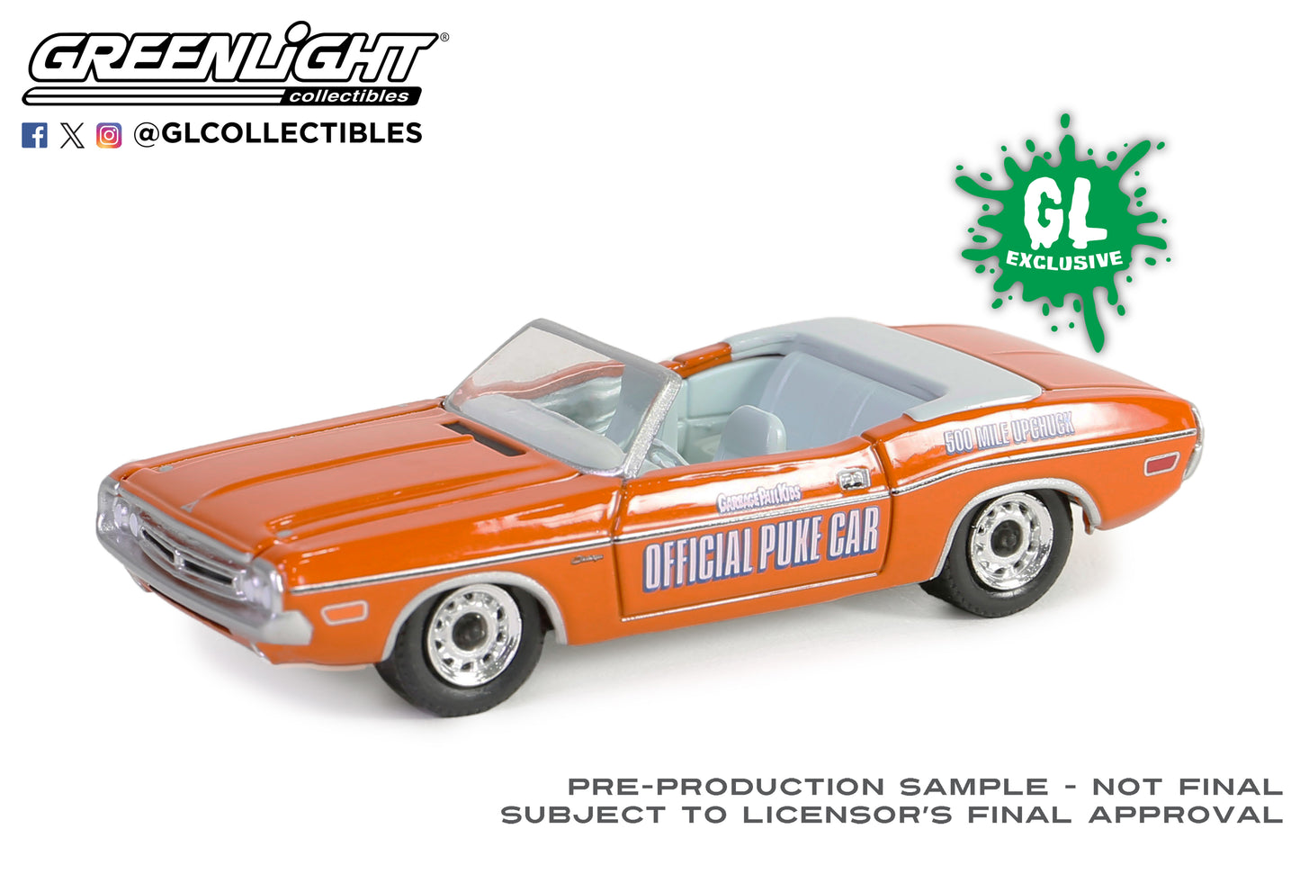 GreenLight 1:64 Garbage Pail Kids Series 6 - Joyriding Gina - 1971 Dodge Challenger Convertible 54100-F