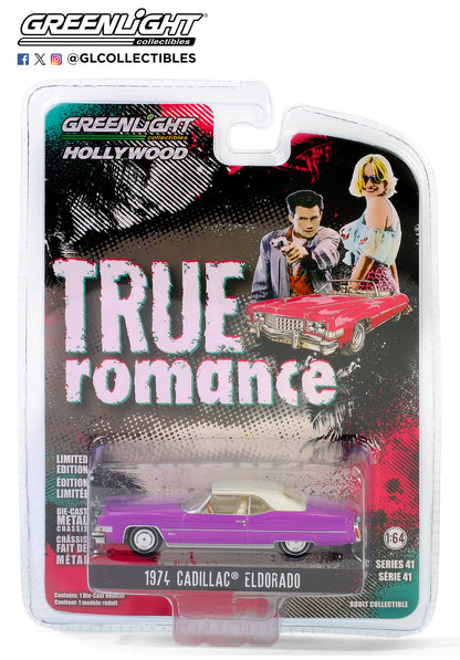 GreenLight 1:64 Hollywood Series 41 - True Romance (1993) - Clarence and Alabama s 1974 Cadillac Eldorado Convertible (Top Up) 62020-B