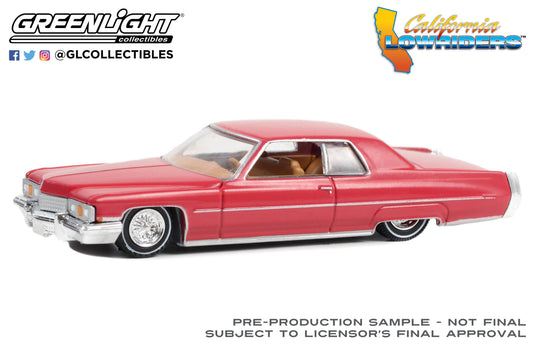 GreenLight 1:64 California Lowriders Series 3 - 1973 Cadillac Coupe deVille - Custom Maroon 63040-E