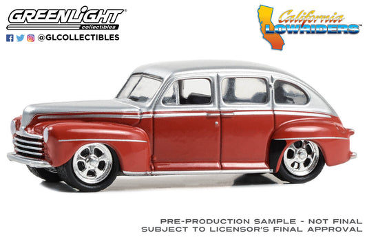 GreenLight 1:64 California Lowriders Series 4 - 1947 Ford Fordor Super Deluxe - Silver Metallic over Red Two-Tone 63050-A
