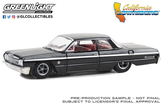 GreenLight 1:64 California Lowriders Series 4 - 1964 Chevrolet Biscayne - Black with Red Interior 63050-D