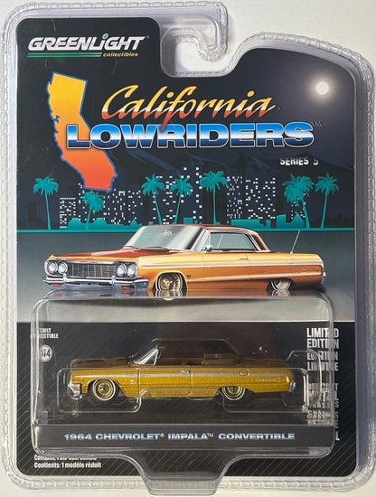 GreenLight 1:64 California Lowriders Series 5 - 1964 Chevrolet Impala Convertible – Gold 63060-D