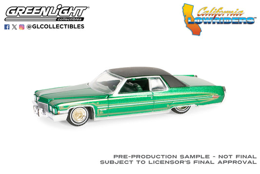 GreenLight 1:64 California Lowriders Series 5 - 1971 Cadillac Coupe DeVille – Green and Gold 63060-E