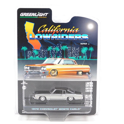 GreenLight 1:64 California Lowriders Series 5 - 1972 Chevrolet Monte Carlo – Silver and Black 63060-F