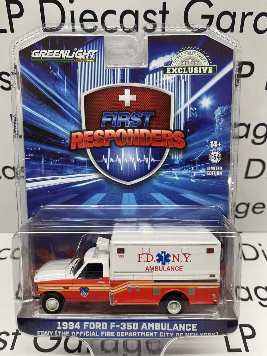 GreenLight 1:64 First Responders - 1994 Ford F-350 Ambulance - FDNY (The Official Fire Department City of New York) 67063