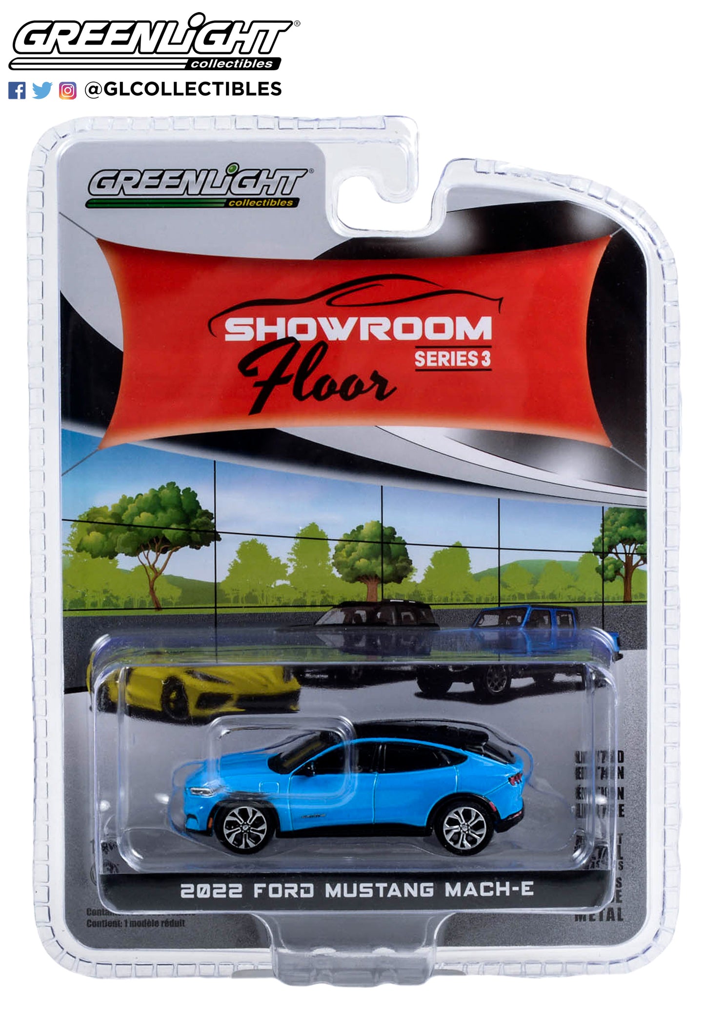 GreenLight 1:64 Showroom Floor Series 3 - 2022 Ford Mustang Mach-E Premium - Grabber Blue Metallic 68030-A