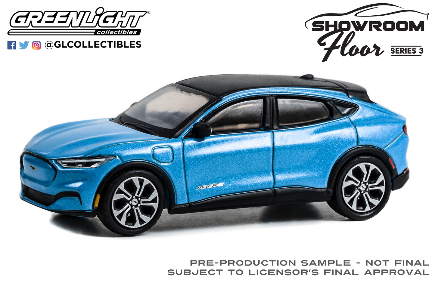 GreenLight 1:64 Showroom Floor Series 3 - 2022 Ford Mustang Mach-E Premium - Grabber Blue Metallic 68030-A