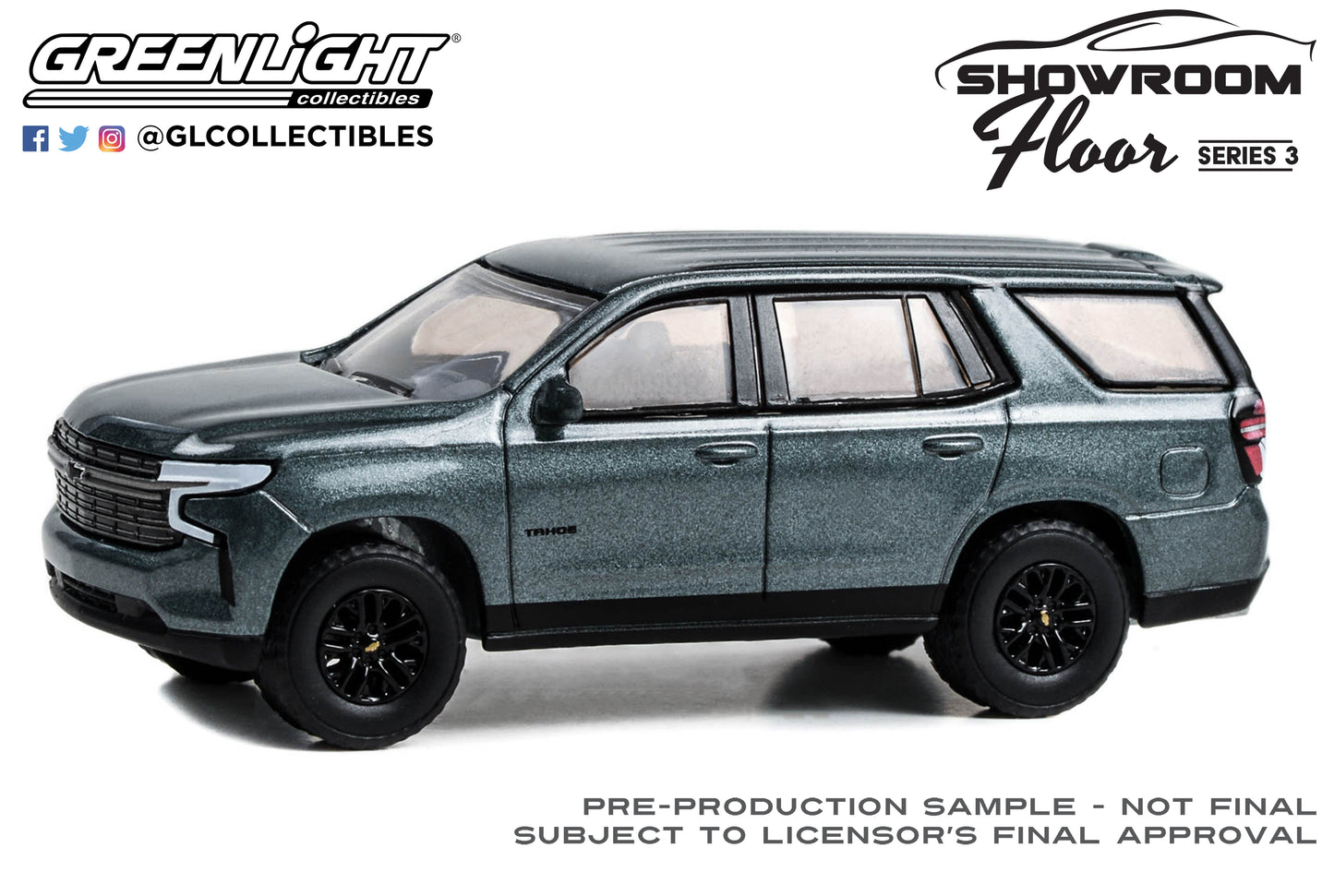 GreenLight 1:64 Showroom Floor Series 3 - 2023 Chevrolet Tahoe RST - Silver Sage Metallic 68030-C