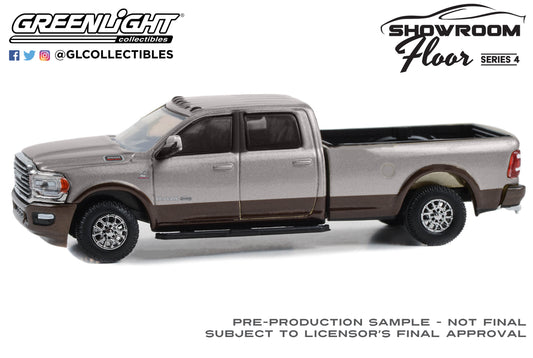 GreenLight 1:64 Showroom Floor Series 4 - 2023 Dodge Ram 3500 Limited Longhorn - Billet Silver Metallic and Walnut Brown Metallic 68040-F