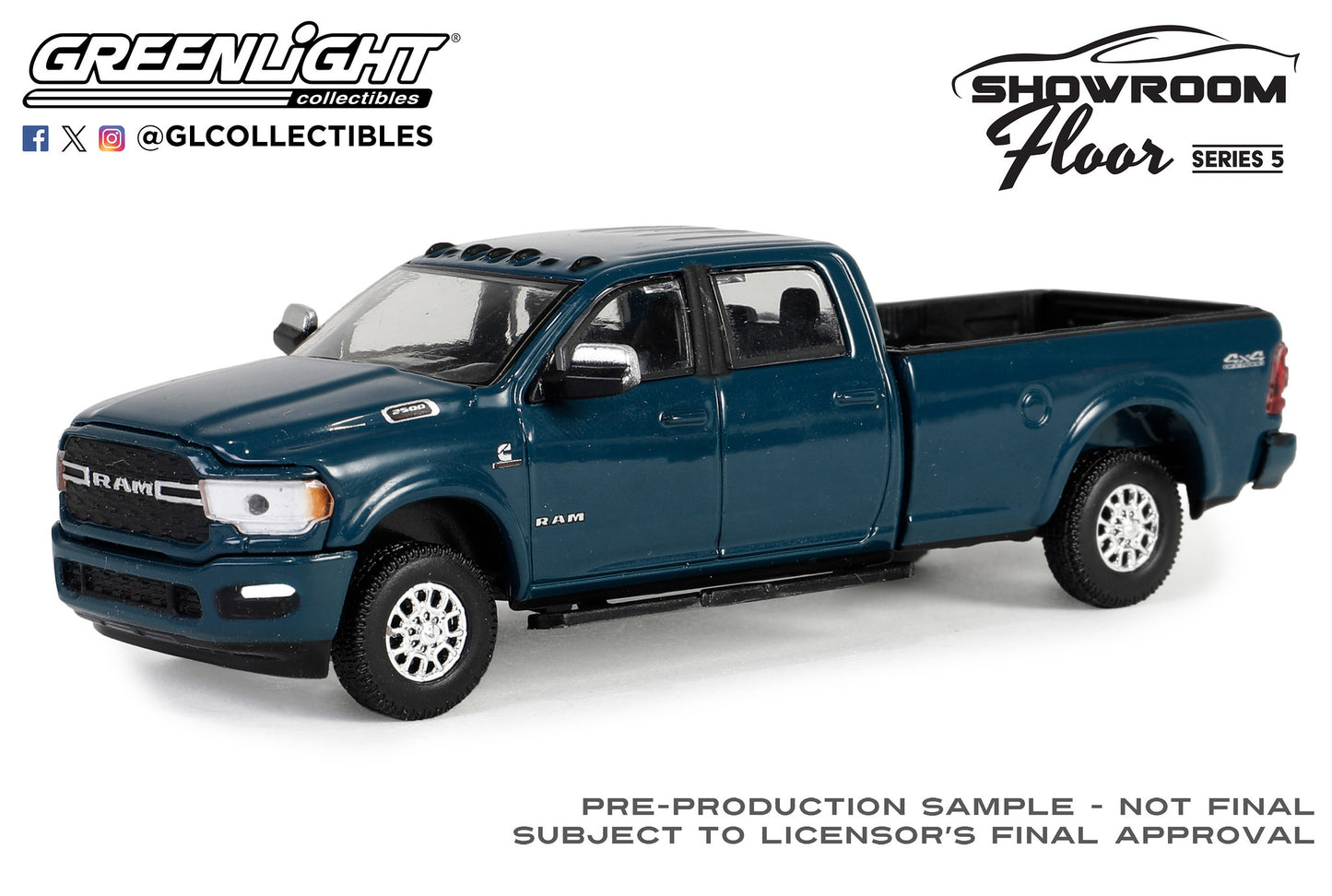 GreenLight 1:64 Showroom Floor Series 5 - 2023 Dodge Ram 2500 Bighorn Sport Appearance Package and Off-Road Package – Patriot Blue Pearl 68050-A