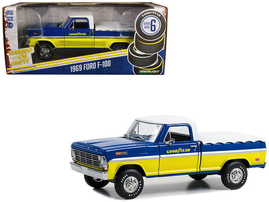 GreenLight 1:24 Running on Empty - 1969 Ford F-100 with Bed Cover - Goodyear Tires 85073
