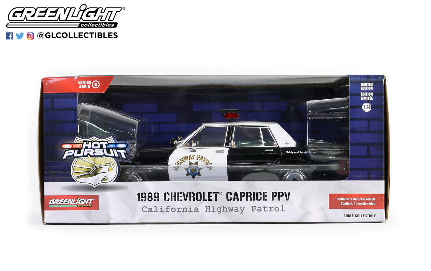 GreenLight 1:24 Hot Pursuit - 1989 Chevrolet Caprice Police - California Highway Patrol 85582