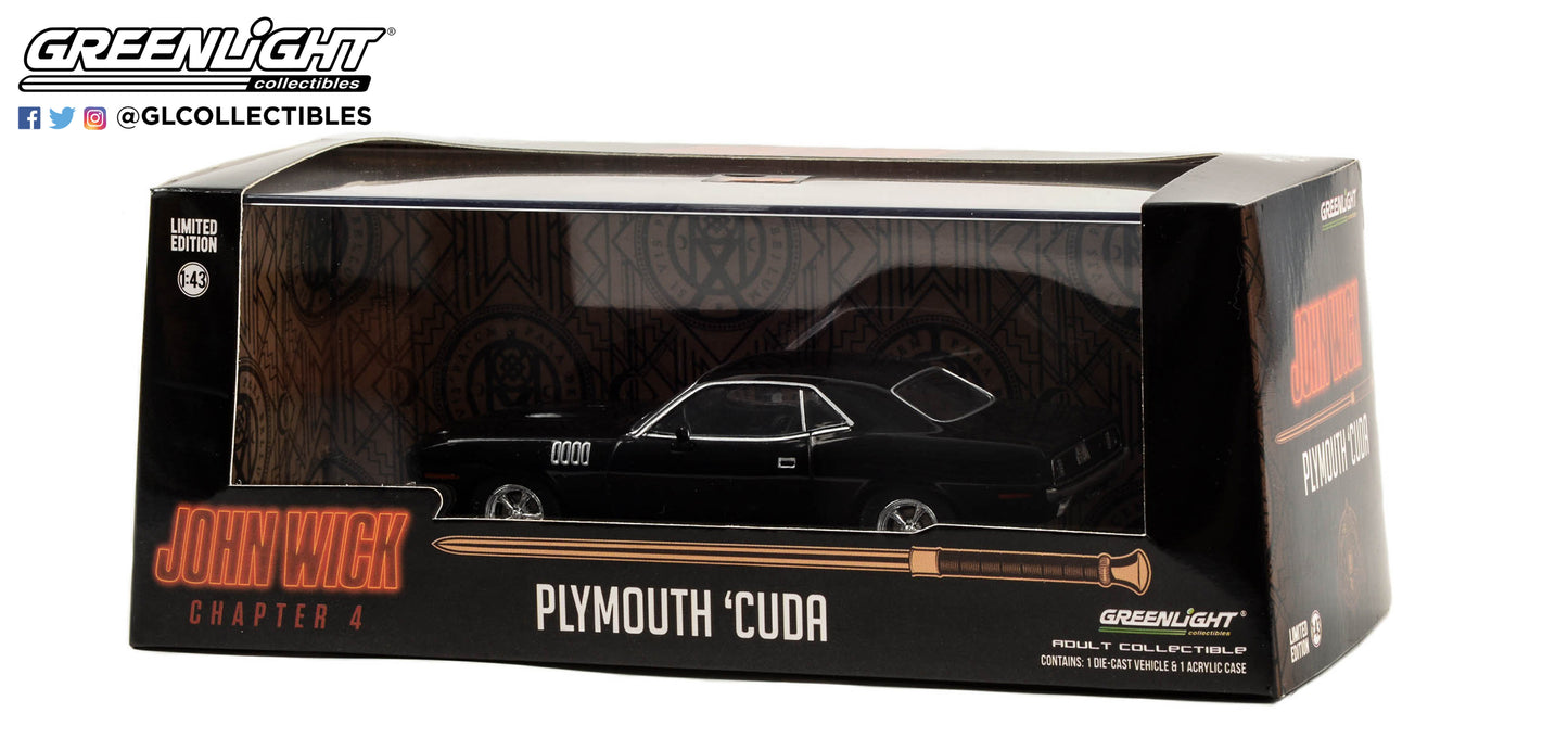 GreenLight 1:43 John Wick: Chapter 4 (2023) - 1971 Plymouth Cuda 86641