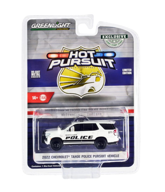 GreenLight 1:64 Hot Pursuit - 2022 Chevrolet Tahoe Police Pursuit Vehicle (PPV) - Whitestown Metropolitan Police Department, Whitestown, Indiana (Hobby Exclusive) 30360
