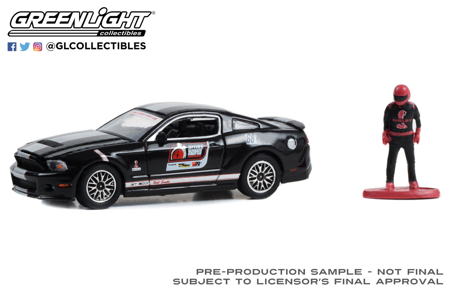 GreenLight 1:64 The Hobby Shop Series 15 - 2010 Ford Shelby GT500 #68 - OPTIMA Ultimate Street Car Invitational with Race Car Driver 97150-E
