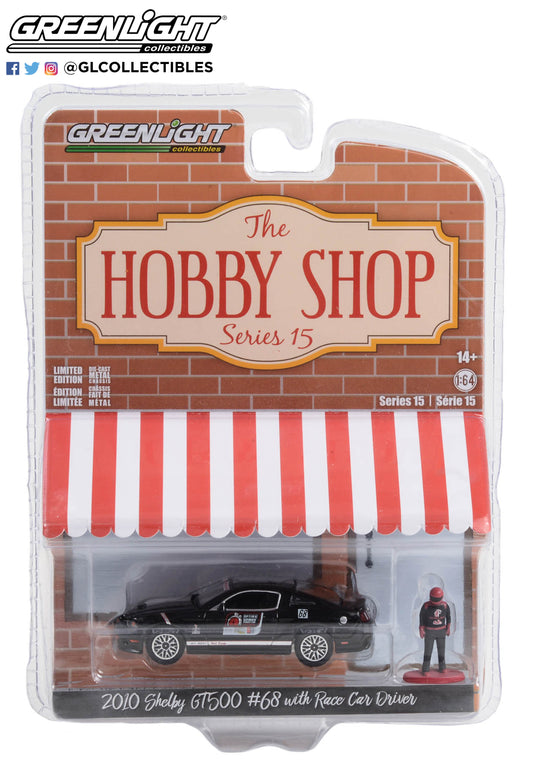 GreenLight 1:64 The Hobby Shop Series 15 - 2010 Ford Shelby GT500 #68 - OPTIMA Ultimate Street Car Invitational with Race Car Driver 97150-E