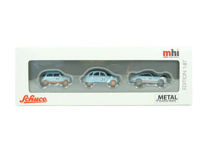 Schuco 1:87 MHI 3-Car Set Citroen 2CV Porsche 911 Mini Cooper 452671600