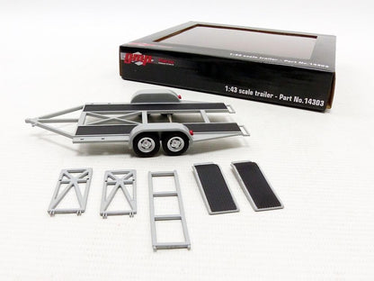 GMP 1:43 Tandem Car Trailer with Tire Rack - Grey GMP-14303