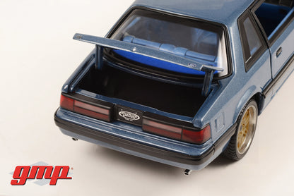 GMP 1:18 Detroit Speed, Inc. 1989 Ford Mustang 5.0 LX - Medium Shadow Blue with Custom 7-Spoke Wheels GMP-18977