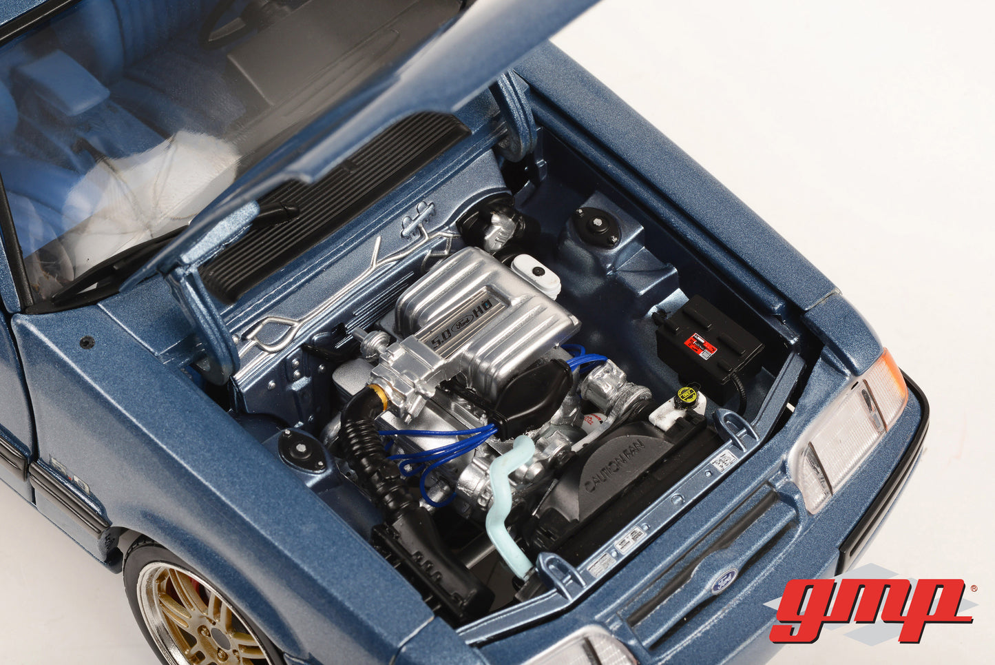 GMP 1:18 Detroit Speed, Inc. 1989 Ford Mustang 5.0 LX - Medium Shadow Blue with Custom 7-Spoke Wheels GMP-18977