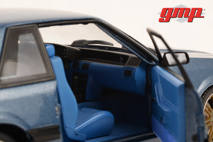 GMP 1:18 Detroit Speed, Inc. 1989 Ford Mustang 5.0 LX - Medium Shadow Blue with Custom 7-Spoke Wheels GMP-18977