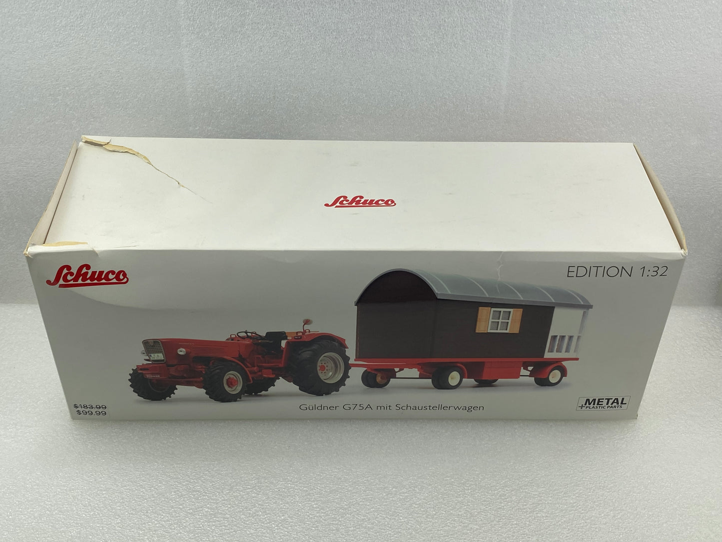 Schuco 1:32 Gueldner G75 A with trailer and balcony 450778500 (Damaged / Clearance Final Sale)