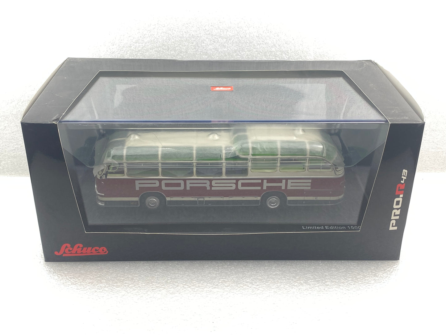 Schuco 1:43 Auwarter Neoplan FH 11 Porsche Racing Service Bus 450896600 (Damaged / Clearance Final Sale)